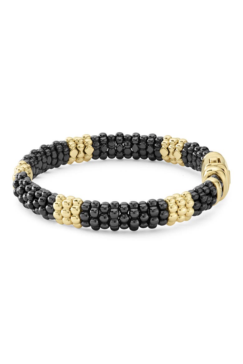 Gold & Black Caviar Station Bracelet, Alternate, color, GOLD