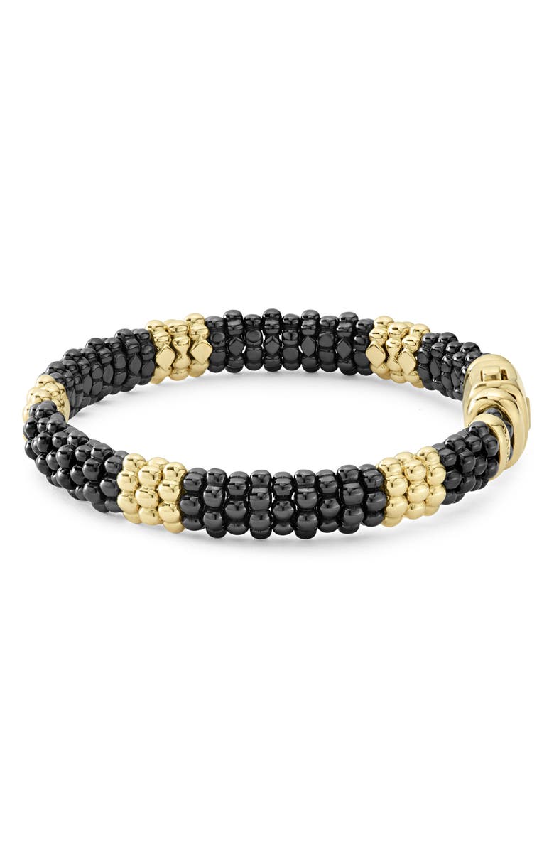 LAGOS Gold & Black Caviar Station Bracelet, Alternate, color, 