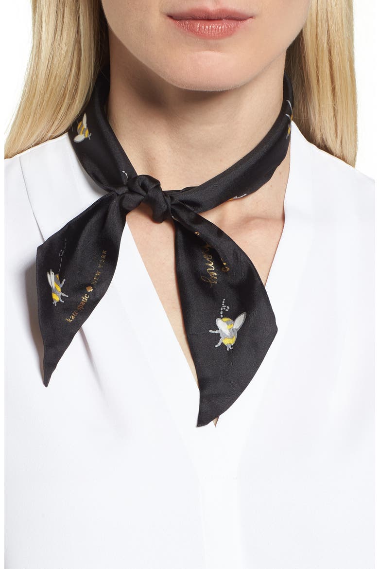 abuzz skinny silk scarf, Main, color, BLACK