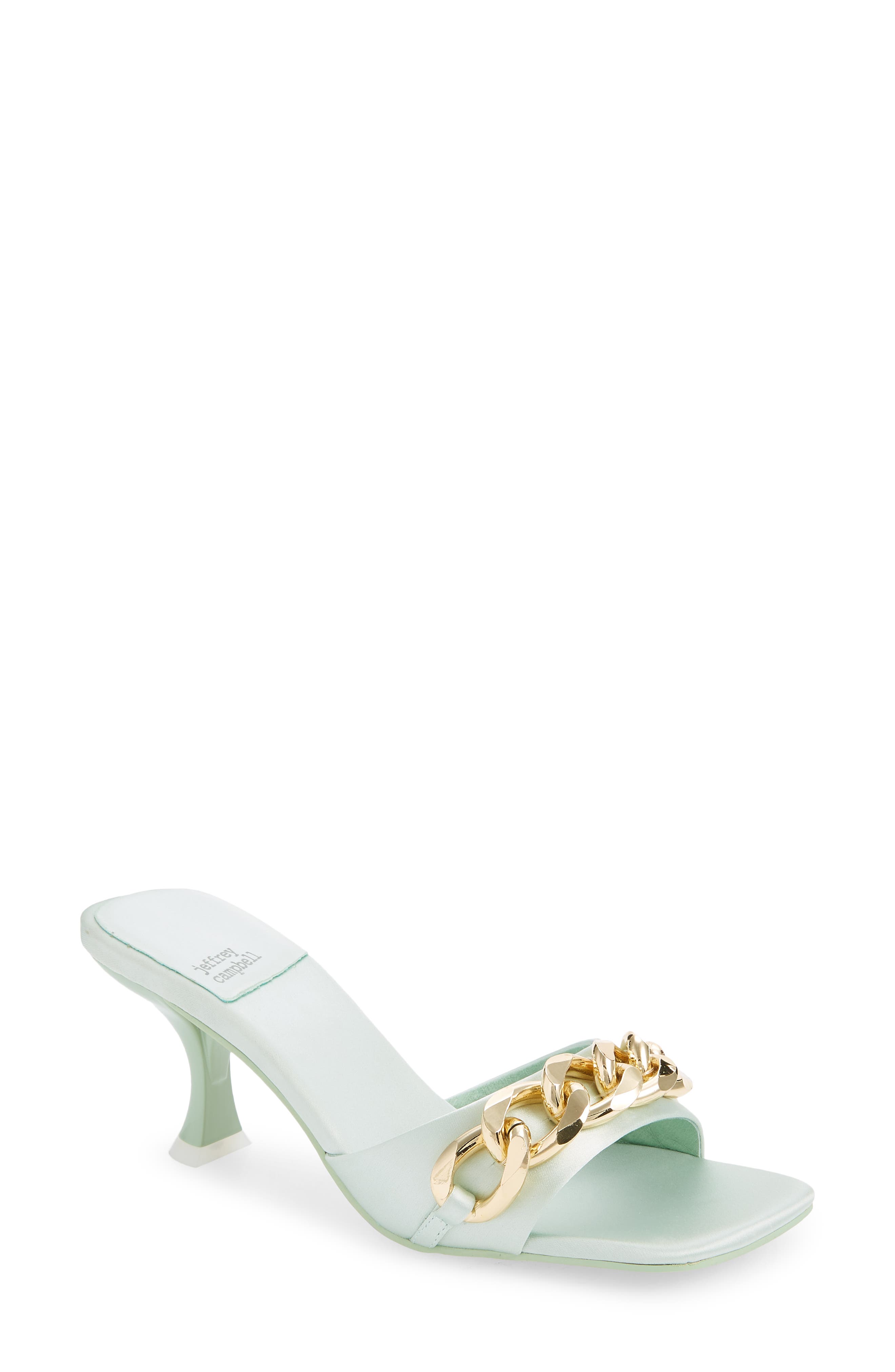 Mr Big Chain Slide Sandal, Main, color, MINT SATIN GOLD