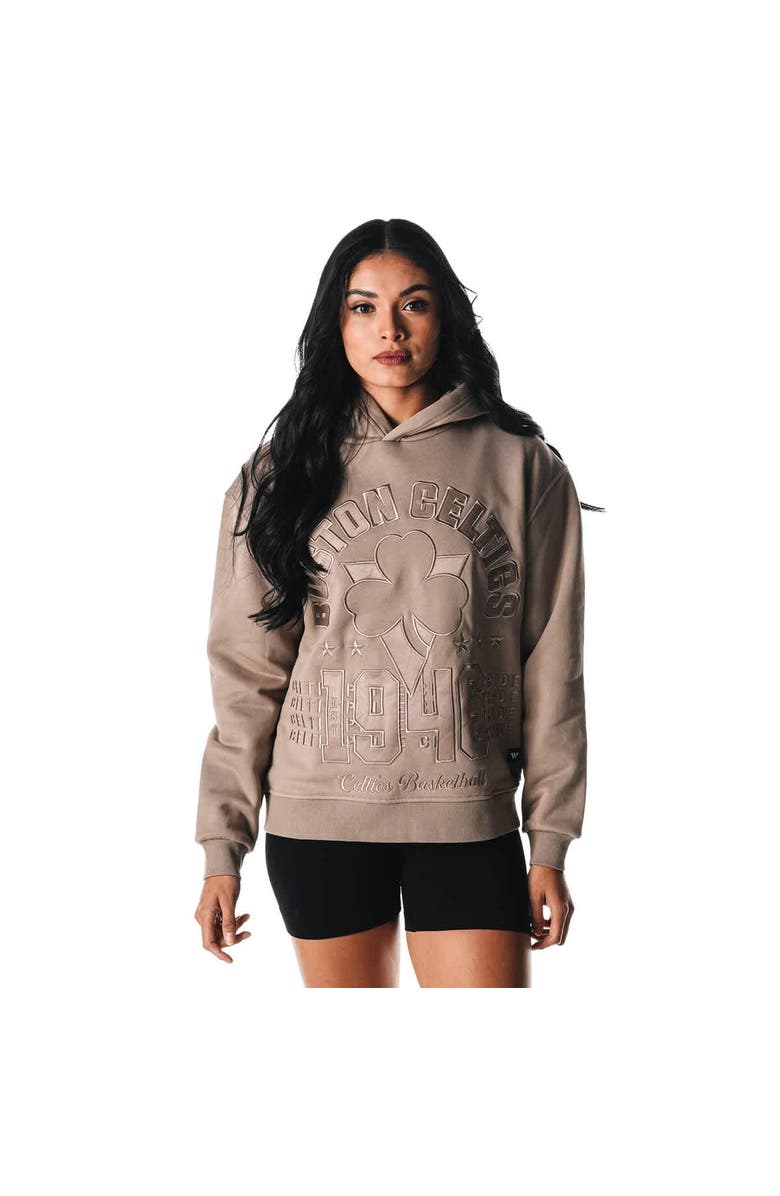 THE WILD COLLECTIVE Women's The Wild Collective Gray Boston Celtics Satin Pullover Hoodie, Alternate, color, Gray