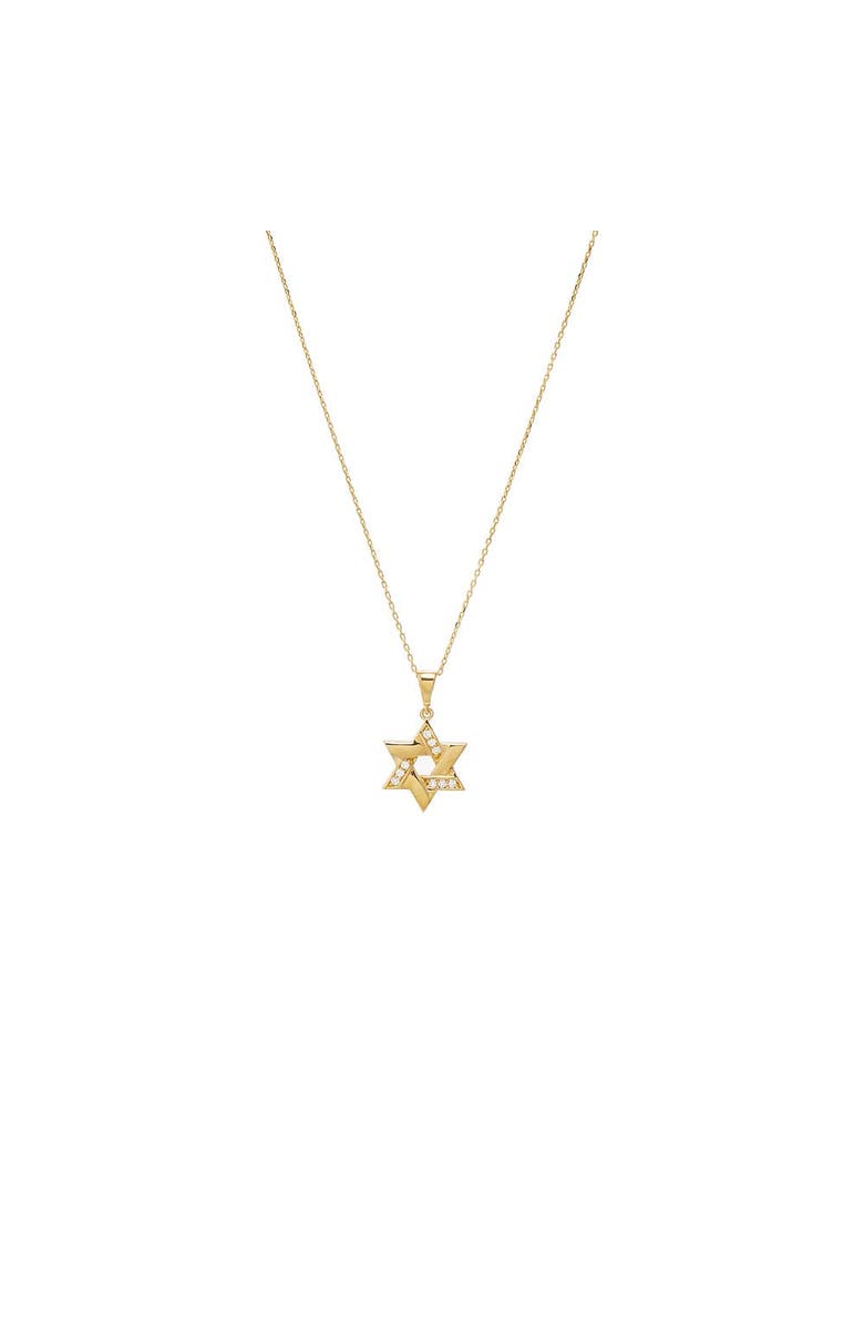 BY ADINA EDEN Chunky Diamond Accented Cutout Star Of David Pendant Necklace 14K, Main, color, 
