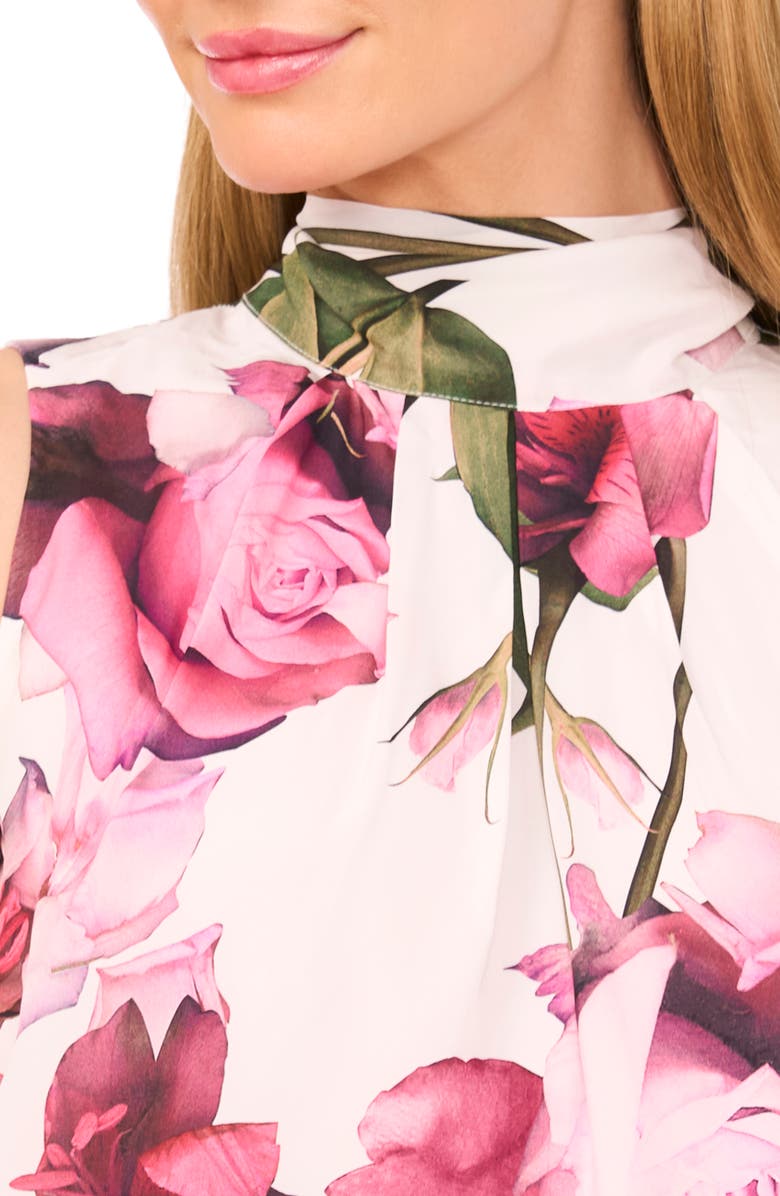 Ted Baker Floral Print Sleeveless Satin Shirt, Alternate, color,