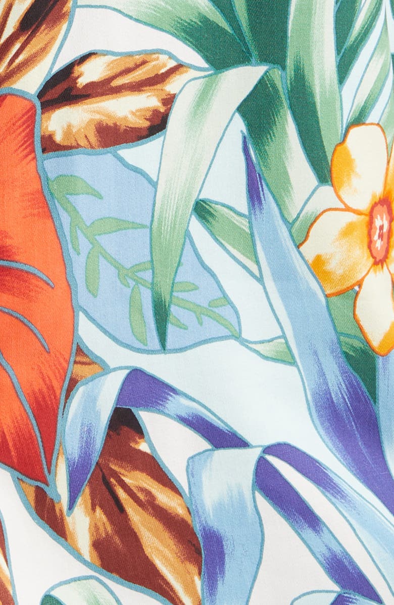 Tommy Bahama Fleur de Lune Print Short Sleeve Silk Button-Up Shirt, Alternate, color, 