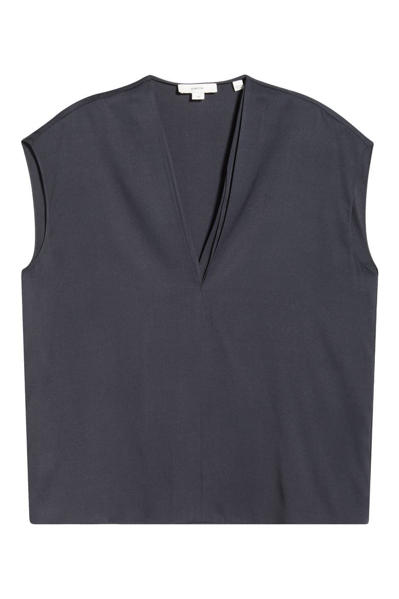 V-Neck Cap Sleeve Top, Alternate, color, INK