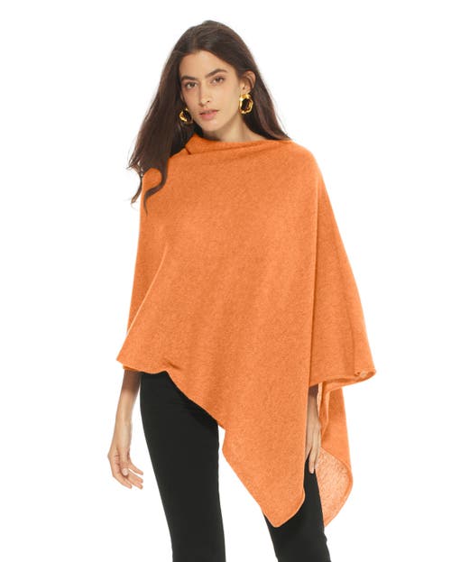 Monticelli Cashmere Essential Pure Cashmere Poncho In Orange