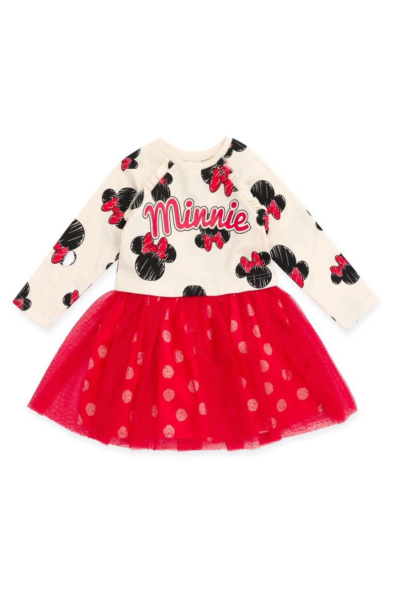 Long Sleeve Tulle Dress, Main, color, Minnie Mouse Red