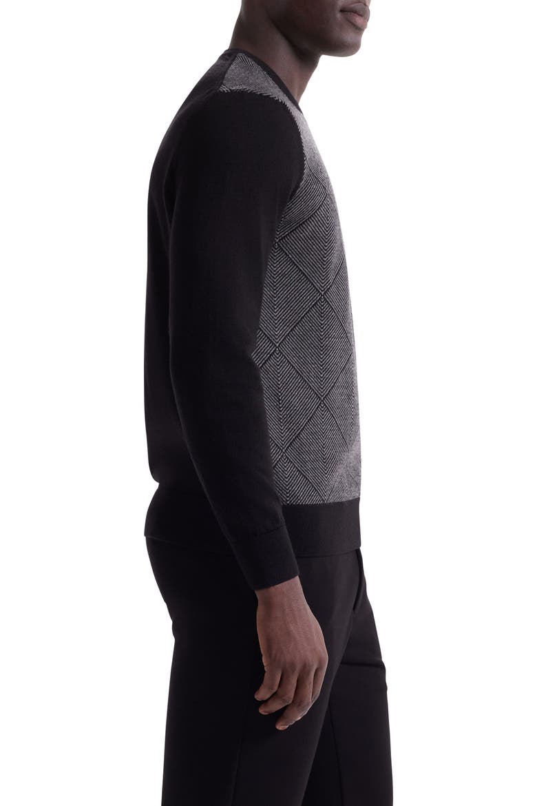 Diamond Merino Wool Sweater, Alternate, color, BLACK
