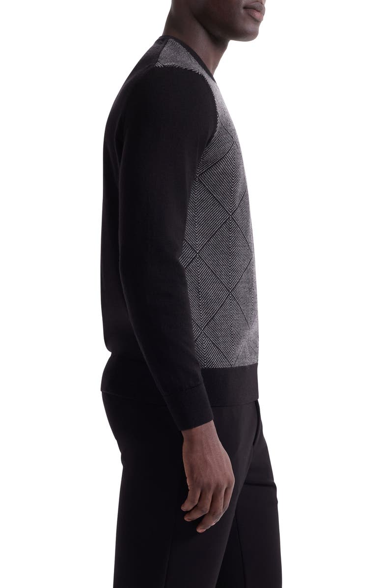 Bugatchi Diamond Merino Wool Sweater, Alternate, color, Black