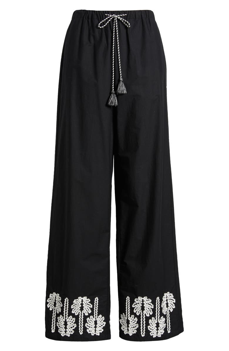 Rails Emmie Rickrack Palm Drawstring Pants, Alternate, color, Black Ivory Palm Trees