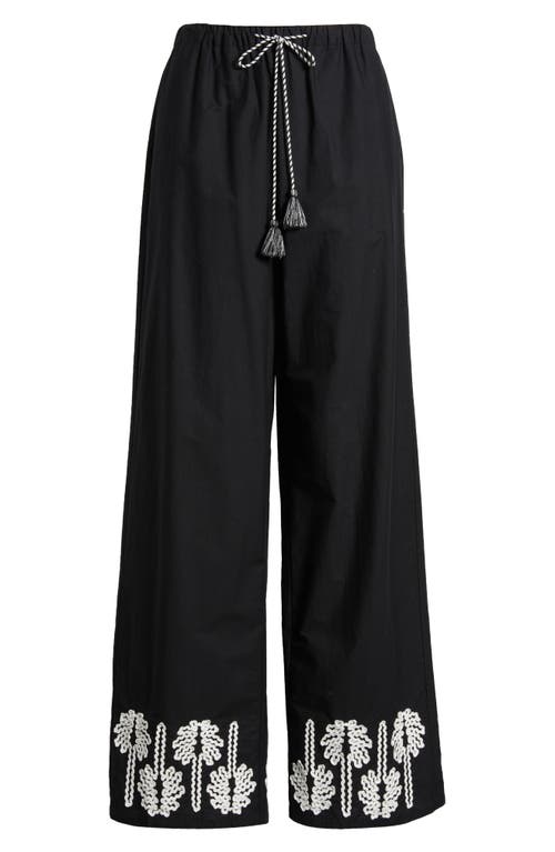 Rails Emmie Palm Tree Embroidered Pants In Black Ivory Palm Trees