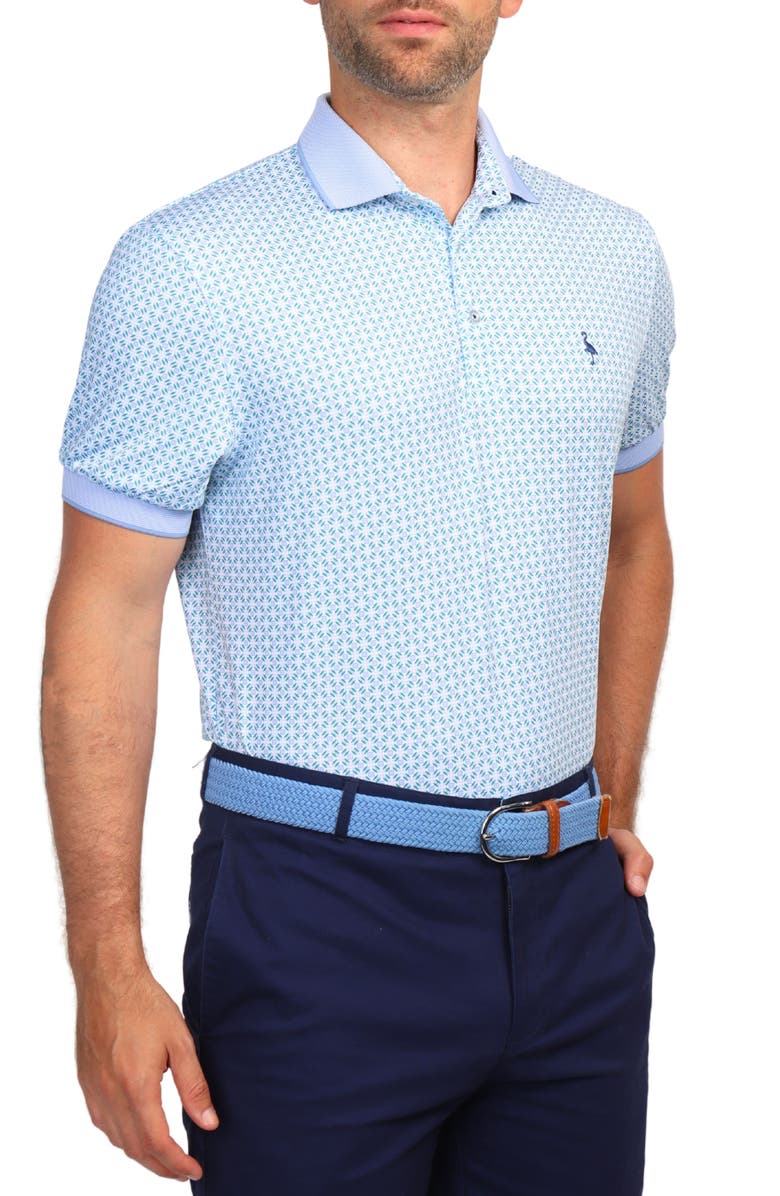 TailorByrd Geo Floral Print Performance Polo, Alternate, color, Blue