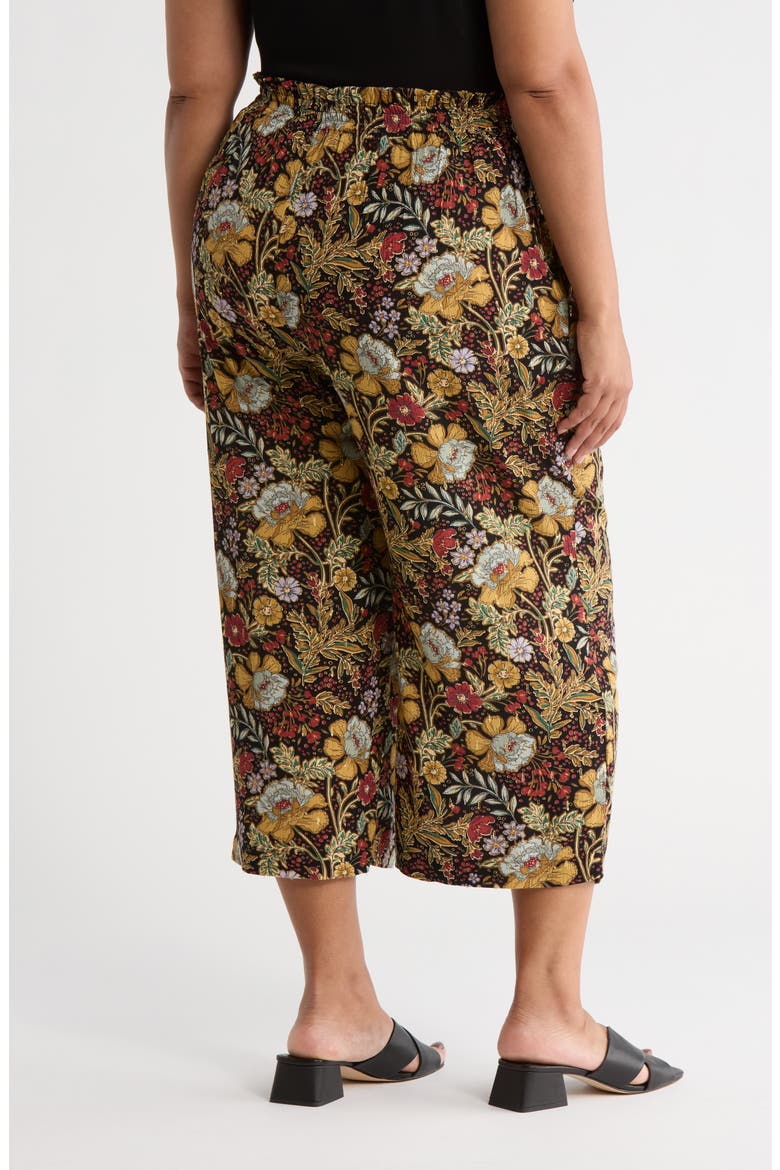 Print Crop Pull-On Pants, Alternate, color, BLACK