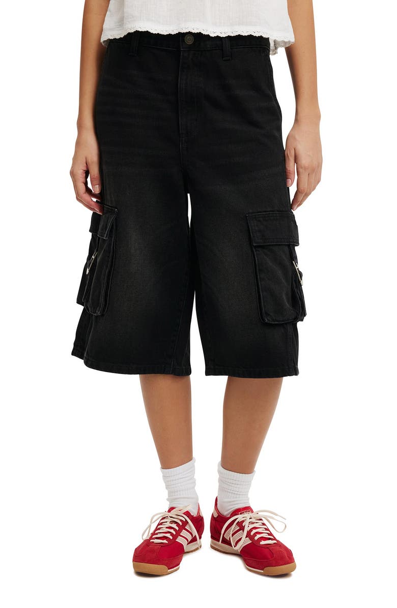 Cotton On Women's 91 Baggy Denim Jort, Main, color, Cargo Y2k Washed Black