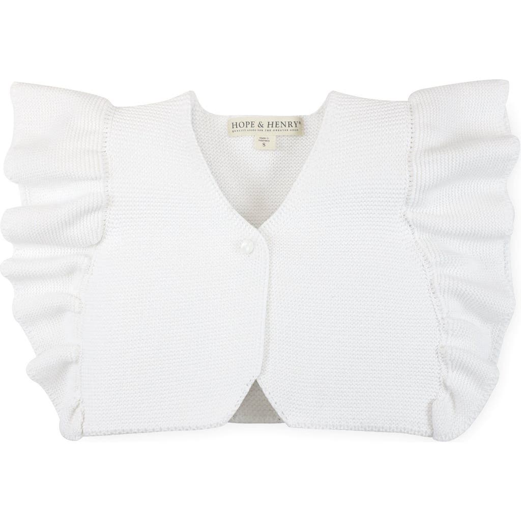 Hope & Henry Baby Girls' Ruffle Sleeve Sweater Vest, Infant In White