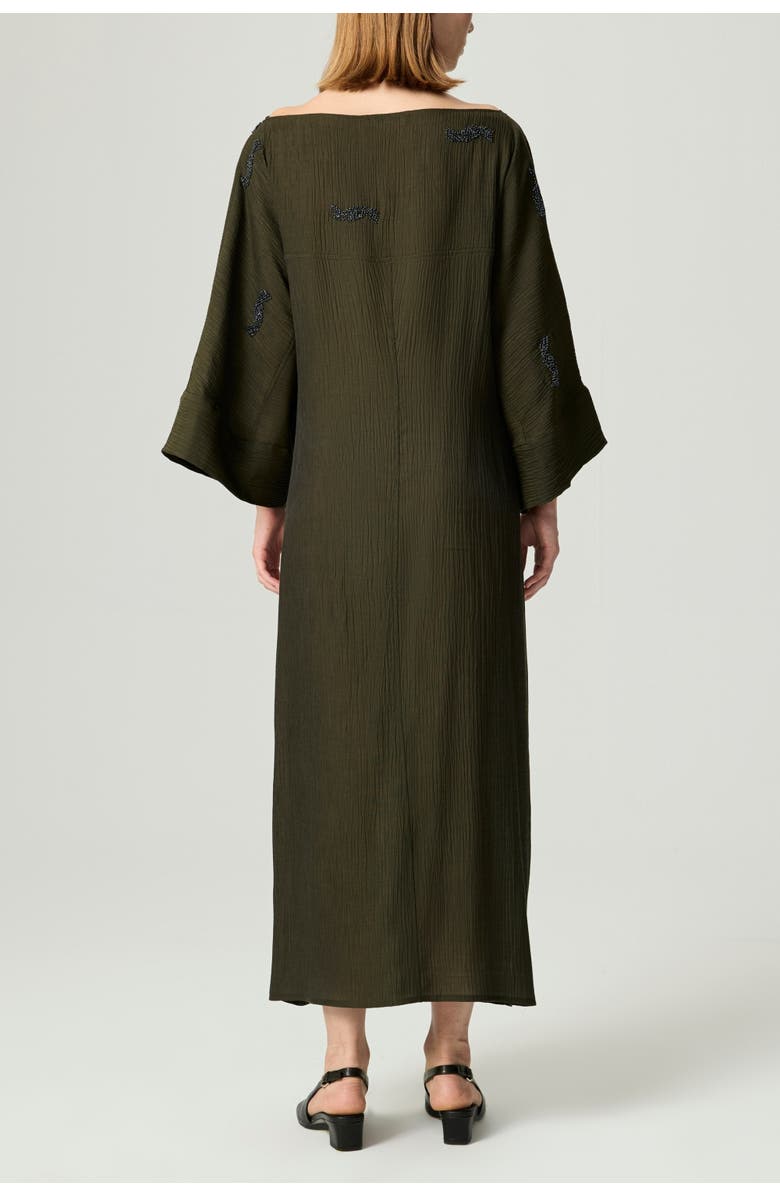 Nocturne Embroidered Crinkle-Knit Kimono Maxi Dress, Alternate, color, Khaki