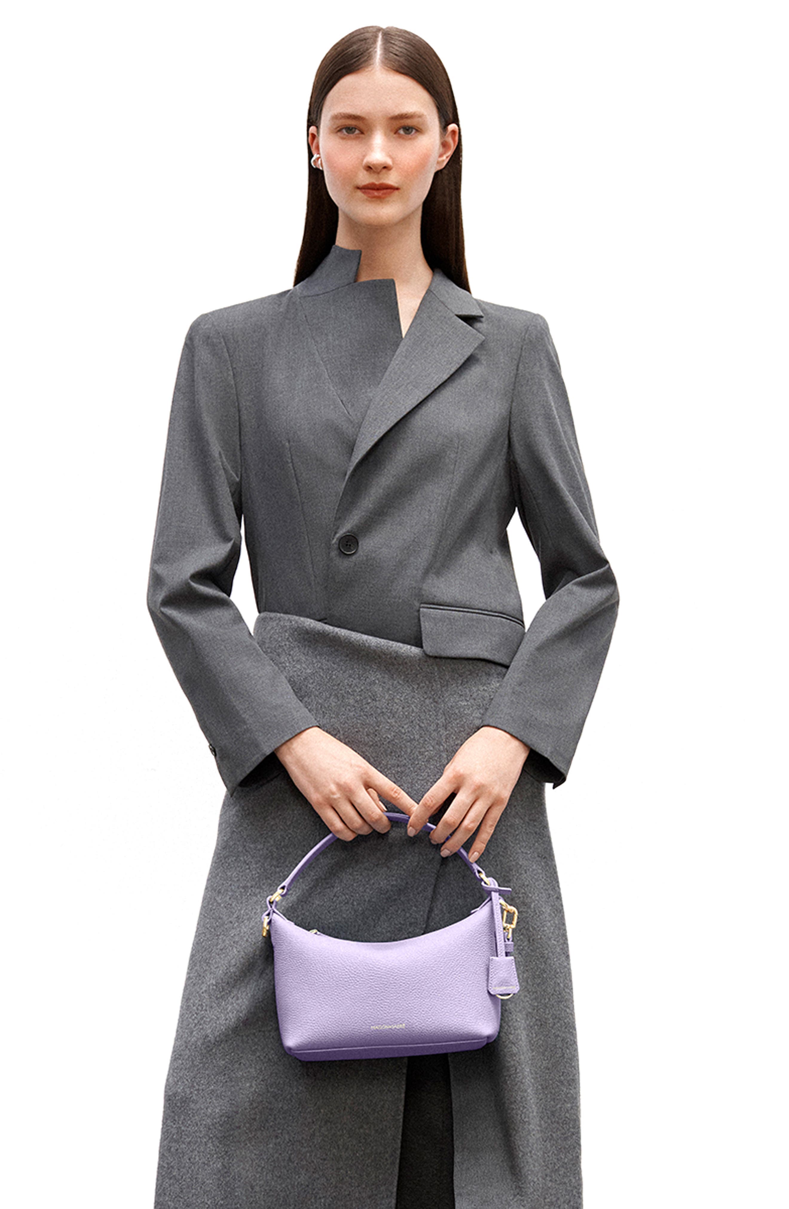 Small Leather Soft Hobo, Alternate, color, Lavender Purple