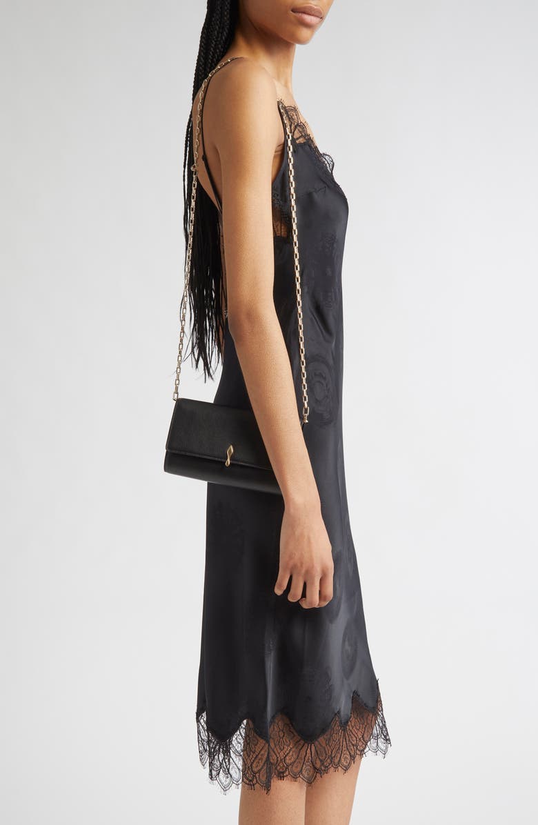 Christian Louboutin Bettina Leather Wallet on a Chain, Alternate, color, Black/ Gold