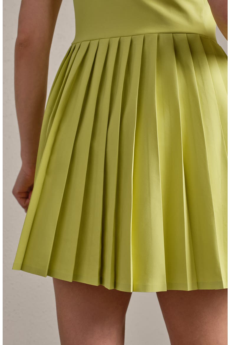 Rally Pleated UPF 50+ Minidress, Alternate, color, CITRON GREEN