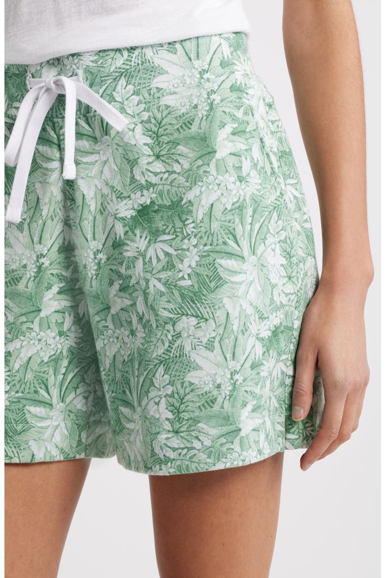 Marina del Mar Forte Frond Print Cotton Shorts, Alternate, color, GRANITE GREEN