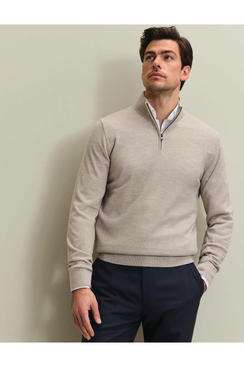 Pure Merino Texture Zip Neck Sweater, Main, color, Limestone