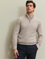 Charles Tyrwhitt Pure Merino Texture Zip Neck Sweater