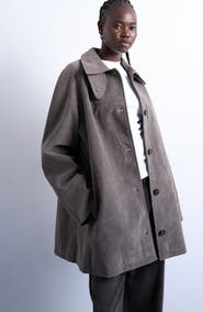 Topshop Faux Suede Car Coat
