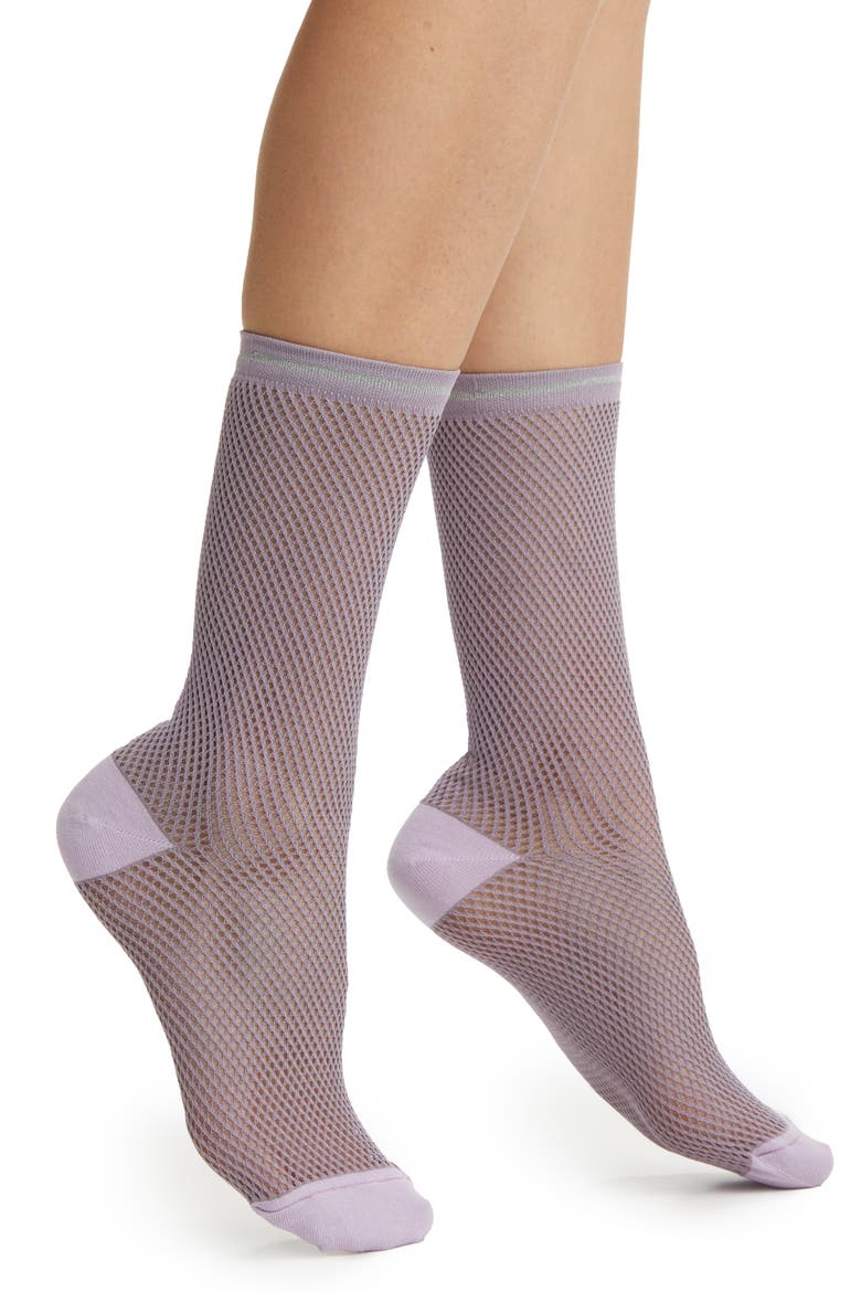 Pride Gender Inclusive Fishnet Varsity Crew Socks, Main, color, PURPLE BLOOM