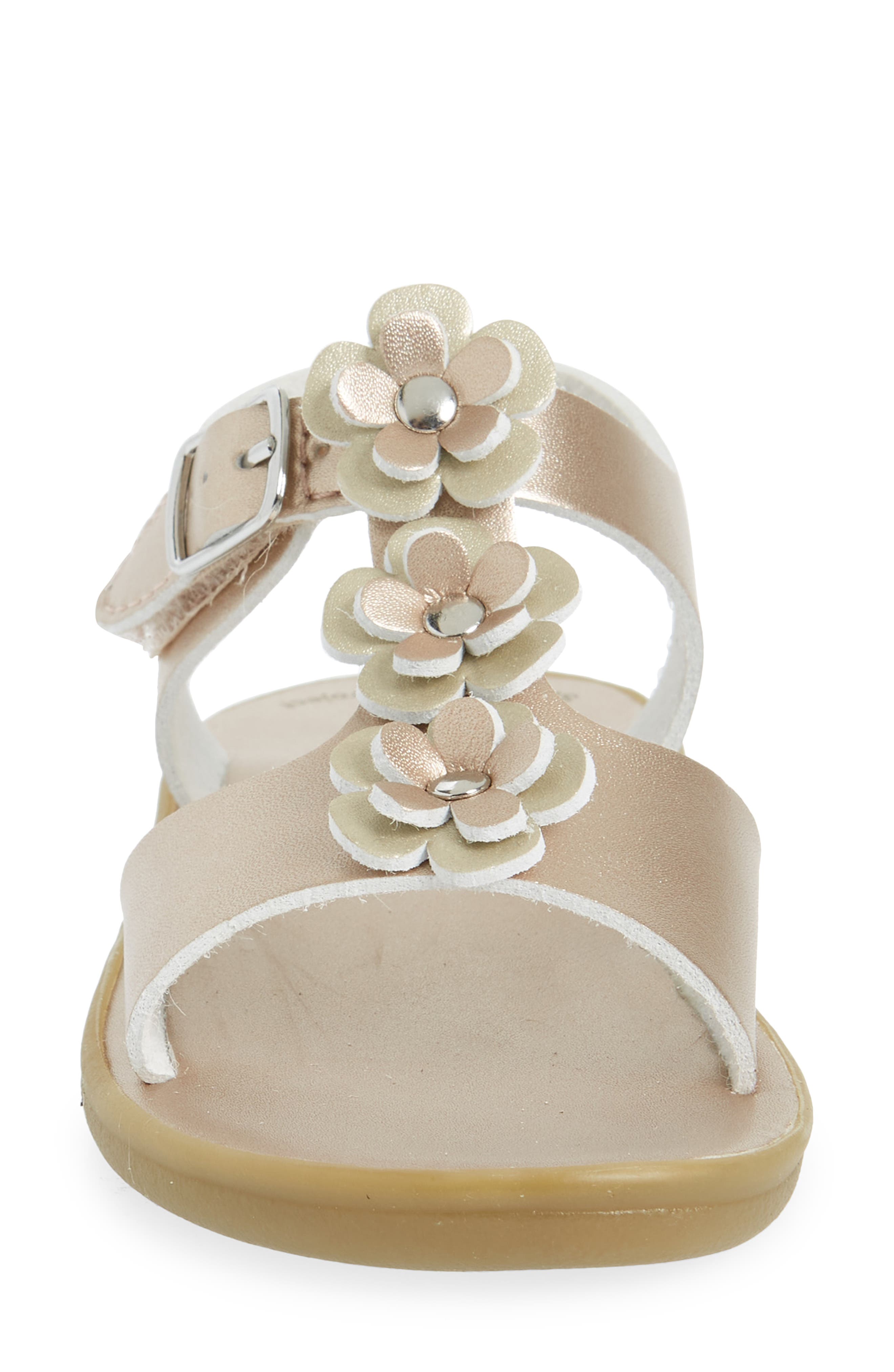 Jasmine Metallic Flower Waterproof Sandal, Alternate, color, ROSE GOLD MICRO