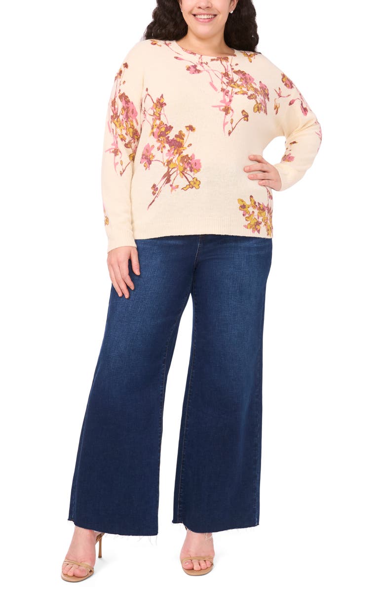 Vince Camuto Electric Bouquet Sweater, Alternate, color, Birch