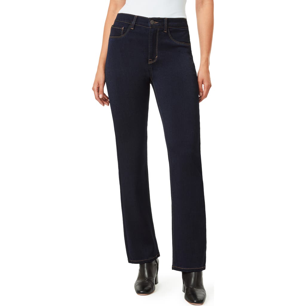 Kensie Liquid High Waist Mini Bootcut Jeans In Black