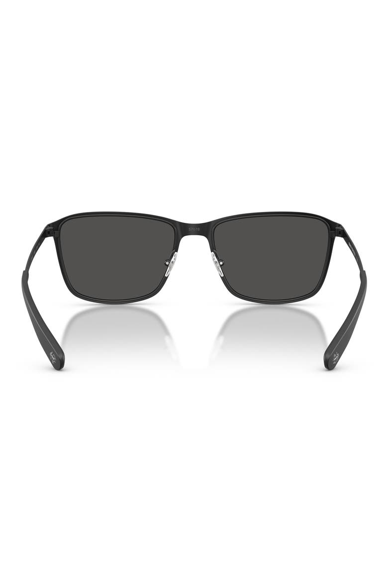 57mm Rectangular Sunglasses, Alternate, color, BLACK / SOLID DARK GREY
