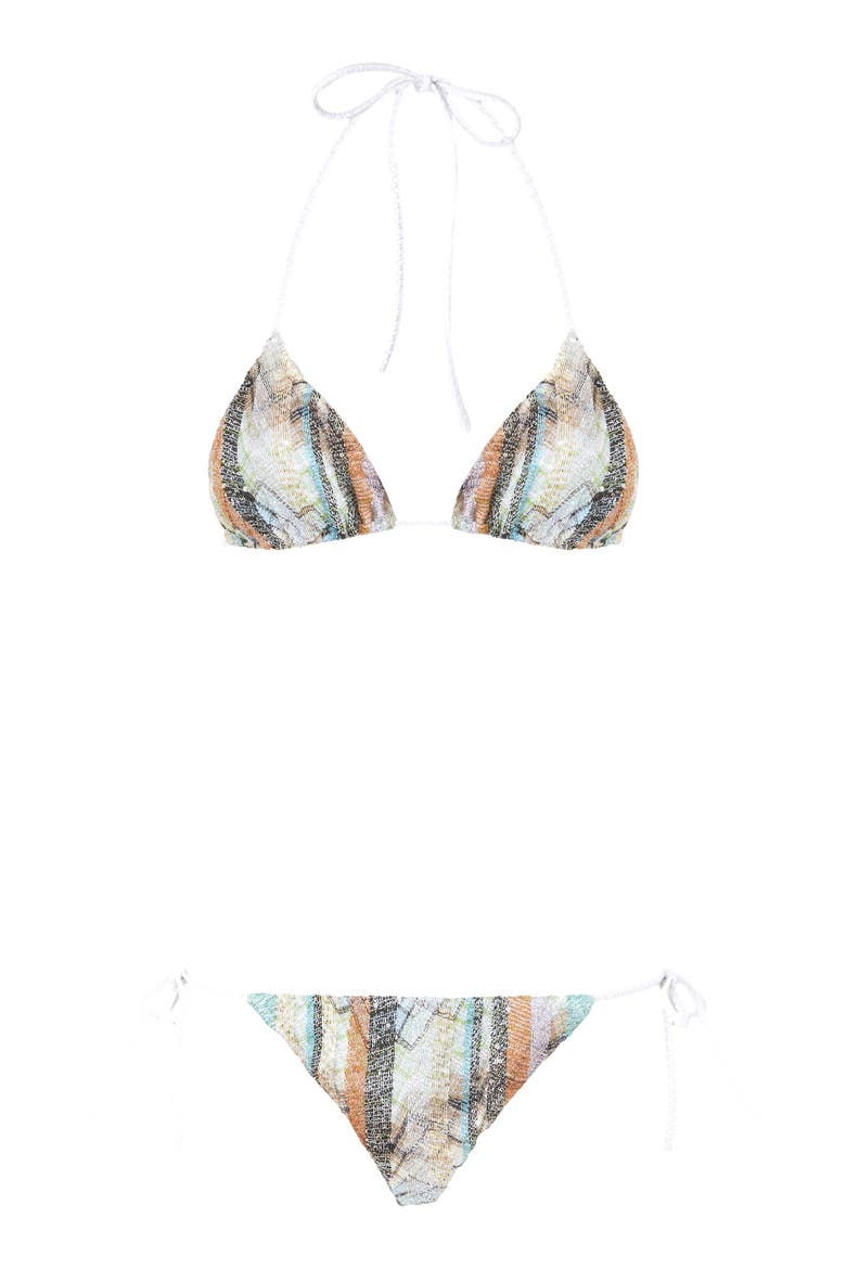 Bikini In Viscose Lamé Blend With Multi-technique Knit, Alternate, color, Multicoloured