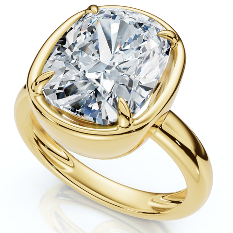 Certified 4Ct Cushion Diamond Bezel Prong Engagement Ring 14k Gold Pt Lab Grown