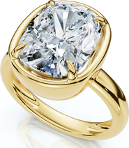 Bliss Diamond Certified 4Ct Cushion Diamond Bezel Prong Solitaire Engagement Ring Lab Grown