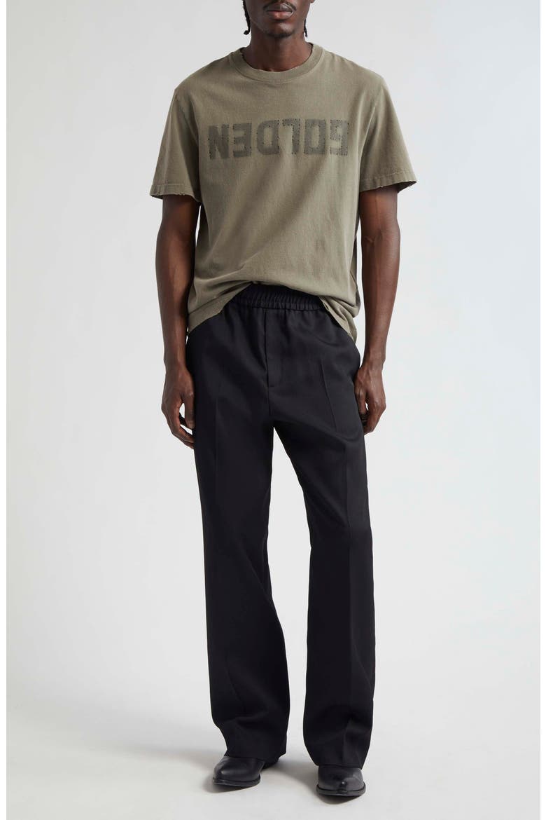 Distressed Upside Down Logo Cotton Graphic Tee, Alternate, color, DUSTY OLIVE