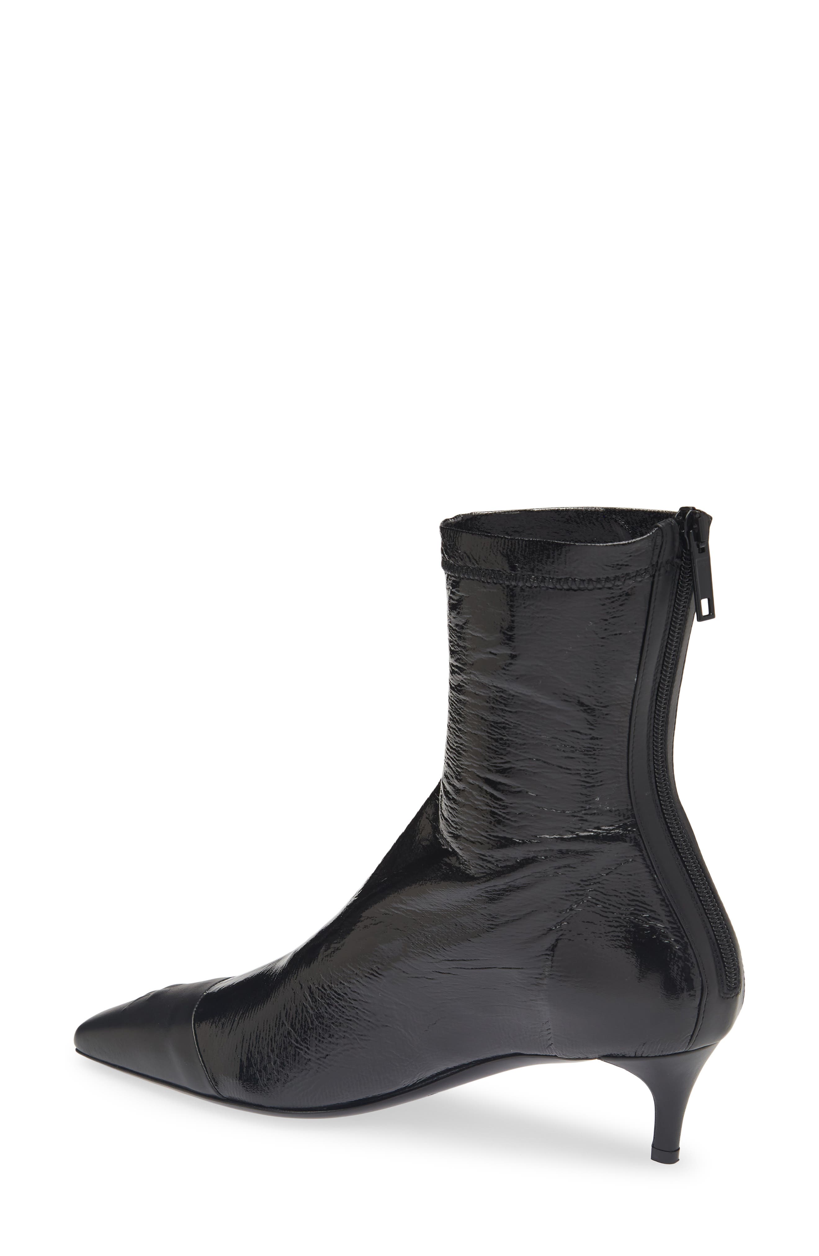 Vinyl Toe Cap Ankle Boot, Alternate, color, BLACK/ BLACK