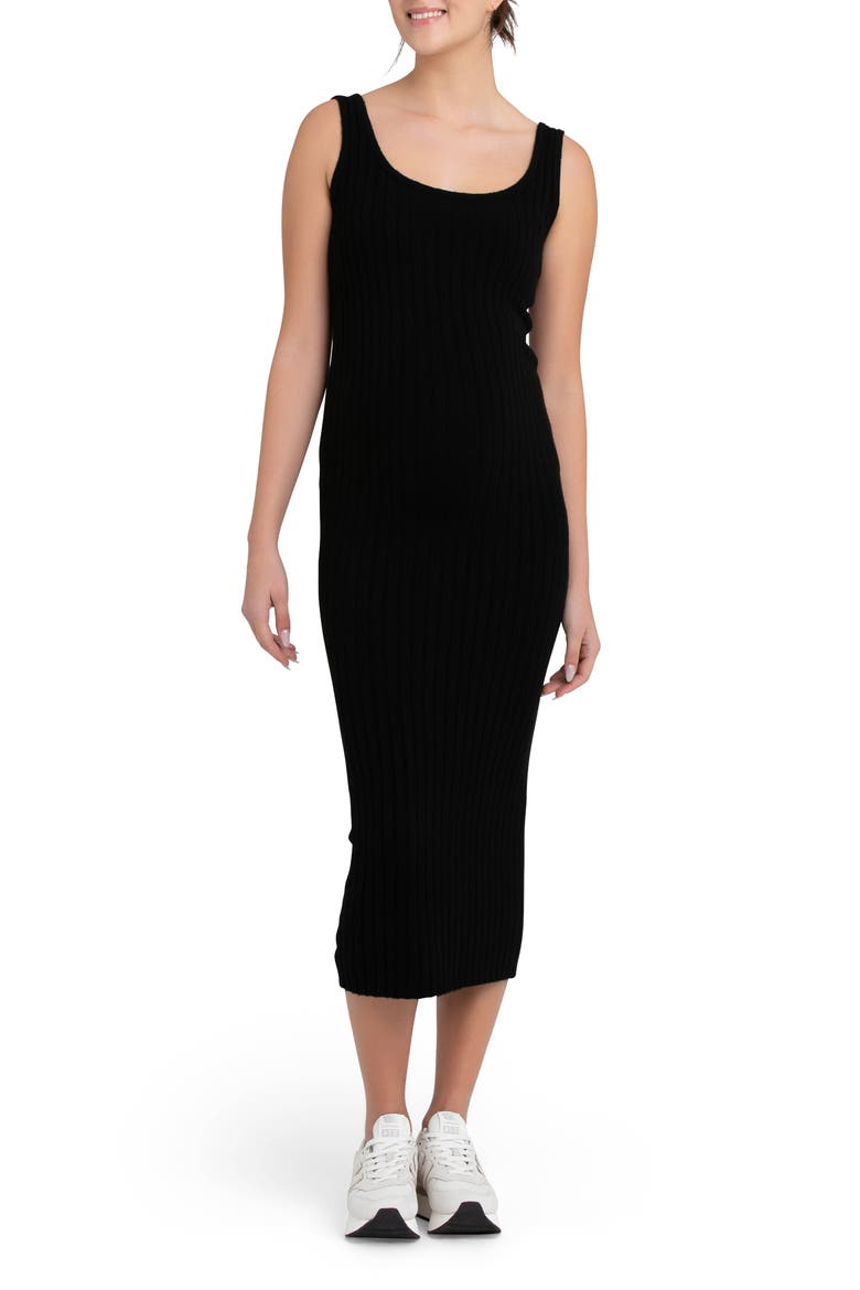 Faye Rib Maternity Dress, Main, color, BLACK