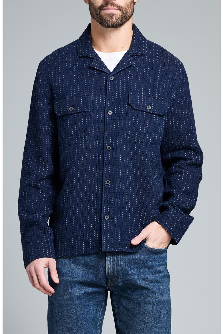 Pin Dot Cotton Dobby Overshirt, Main, color, CARBON BLUE