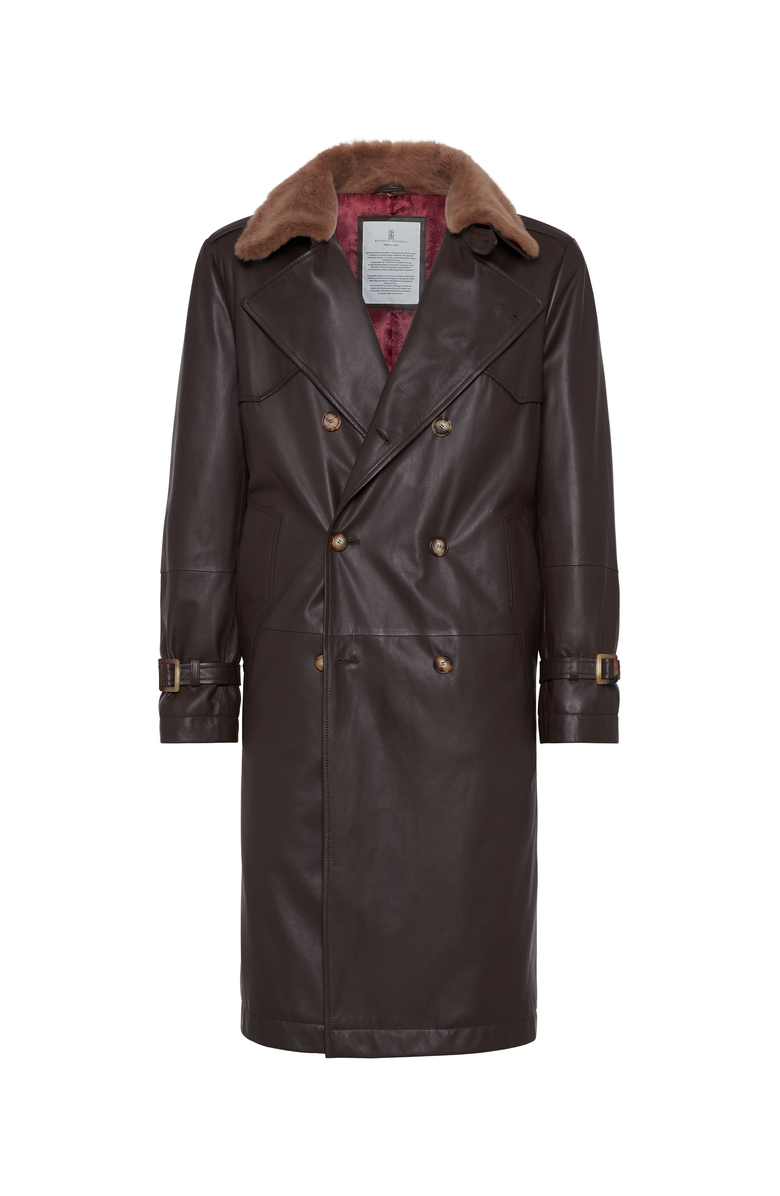 Brunello Cucinelli Padded calfskin trenchcoat, Main, color, 