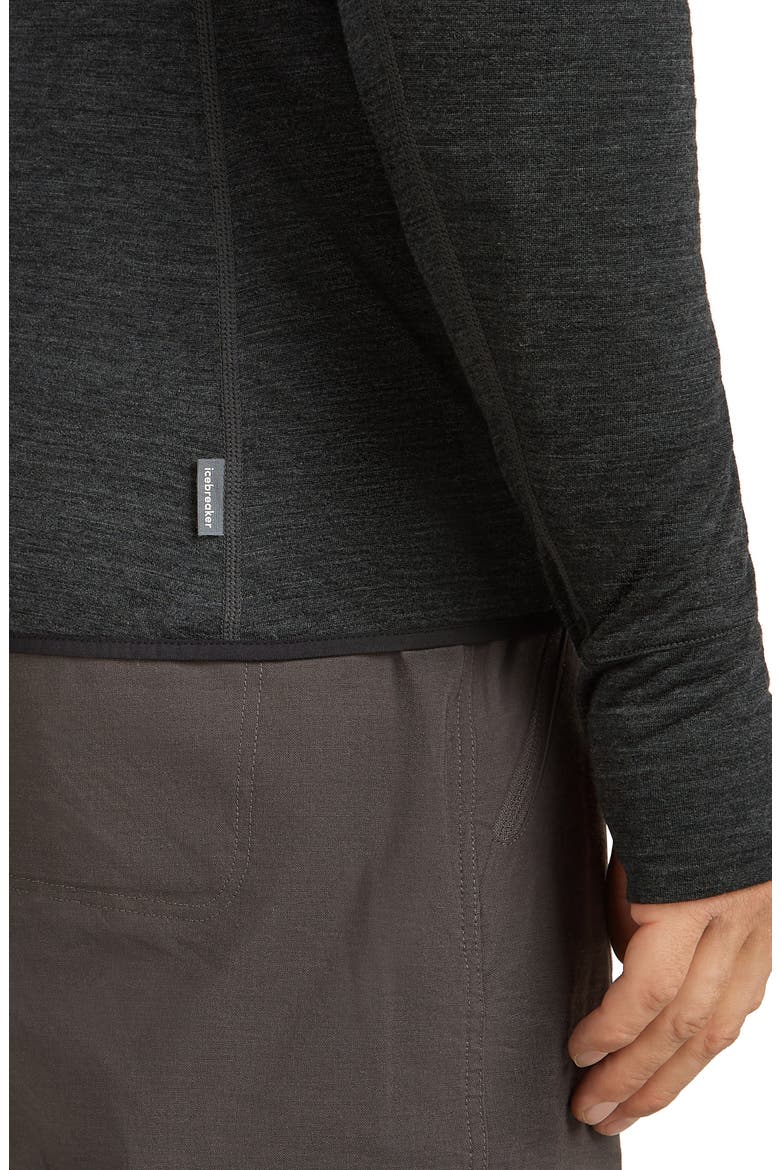 Tencel & Merino 200 Realfleece Descender Quarter Zip Pullover, Alternate, color, JET HTHR/ BLACK/ CB