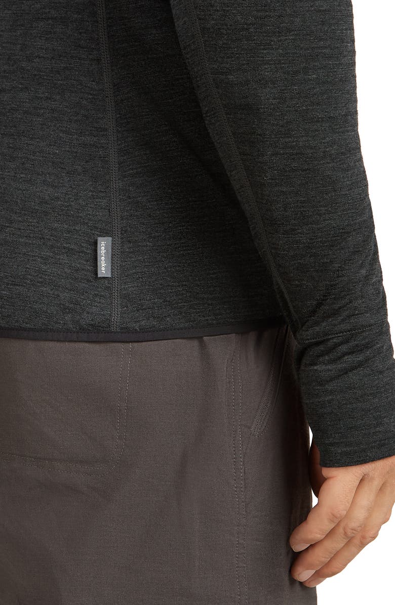 Icebreaker Tencel & Merino 200 Realfleece Descender Quarter Zip Pullover, Alternate, color, Jet Hthr/ Black/ Cb