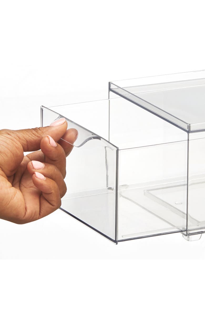 mDesign Plastic Stackable Bathroom Storage Organizer with Drawer, 8 x 6 x 4 - 8 Pack, Alternate, color,