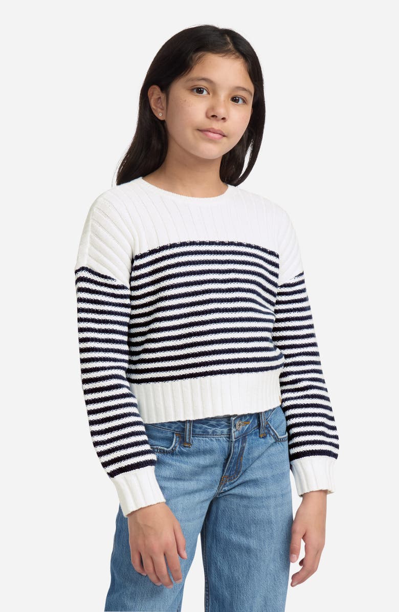 abercrombie kids Kids' Stripe Balloon Sleeve Sweater, Alternate, color, W1tbright