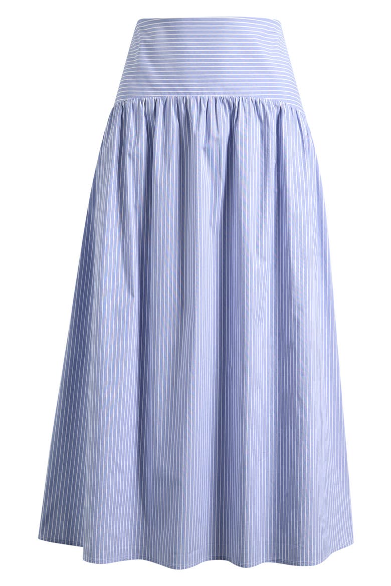 x Hannah Lovey Porter Georgia Directional Stripe Cotton Blend Midi Skirt (Nordstrom Exclusive), Alternate, color, BLUE