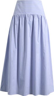 WAYF x Hannah Lovey Porter Georgia Directional Stripe Cotton Blend Midi Skirt