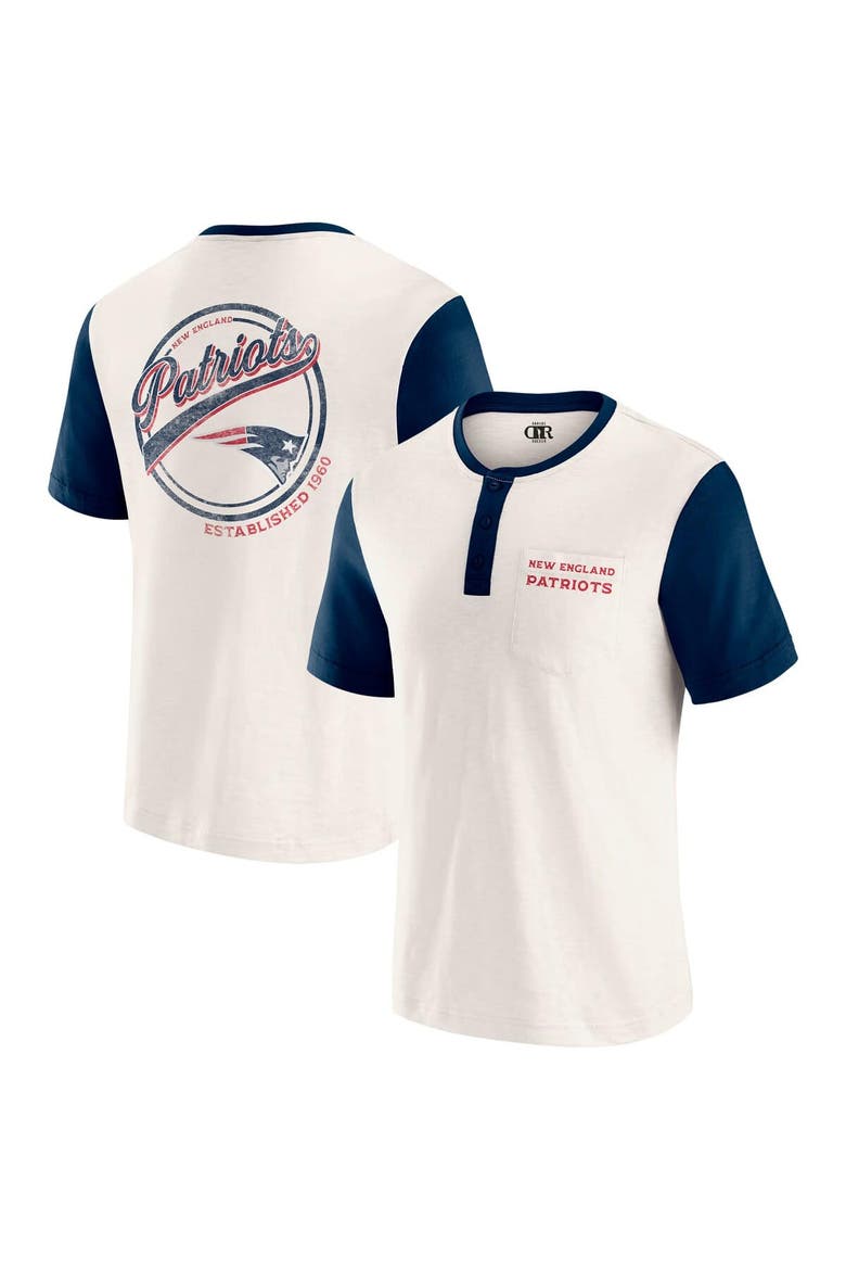 Men's Darius Rucker Collection by Fanatics Cream New England Patriots Henley Colorblock Slub Pocket T-Shirt, Main, color, Cream