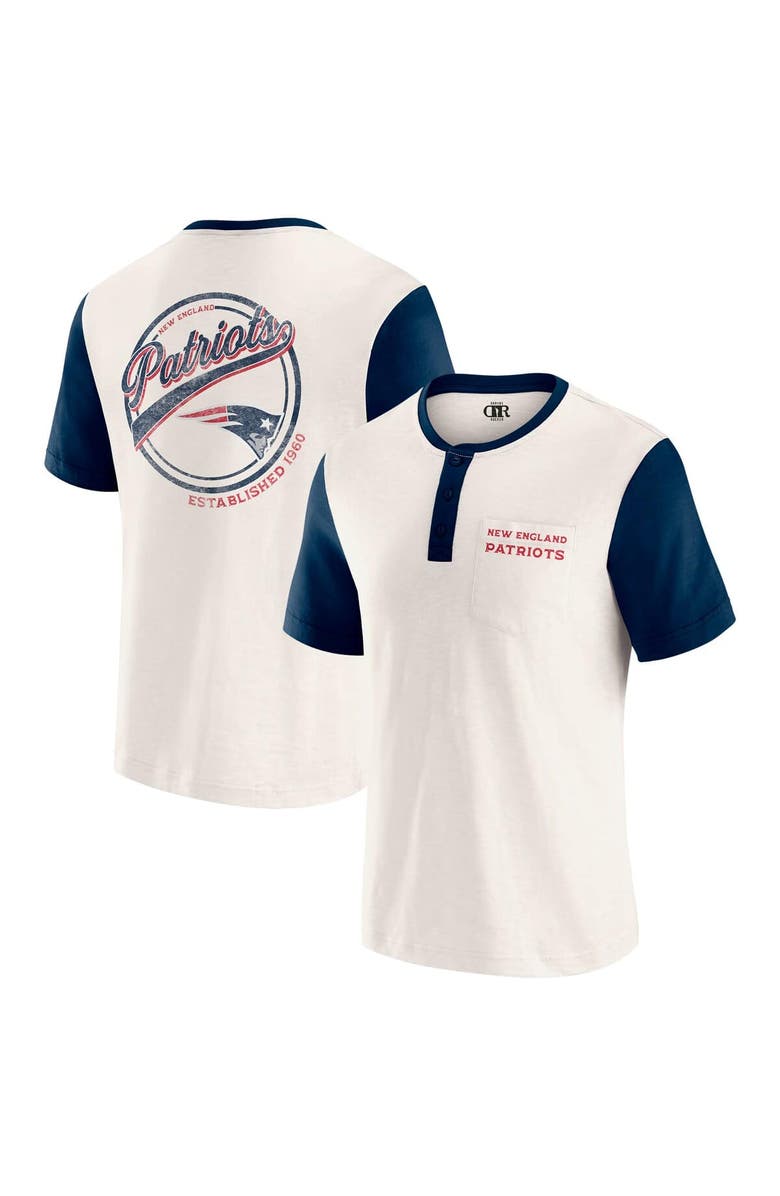 Darius Rucker Collection by Fanatics Men's Darius Rucker Collection by Fanatics Cream New England Patriots Henley Colorblock Slub Pocket T-Shirt, Main, color, Cream