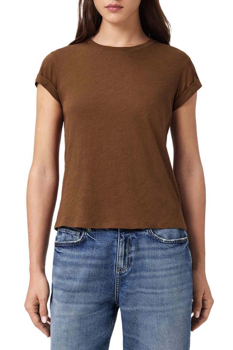 Anna Cotton T-Shirt, Main, color, COGNAC BROWN