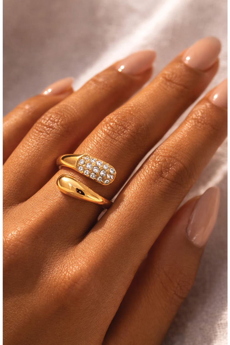 Pavé Bypass Ring, Alternate, color, GOLD